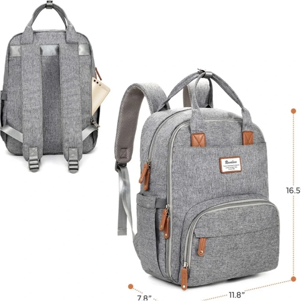 Ruvalino diaper bag backpack with many compartments gray color nice cond…